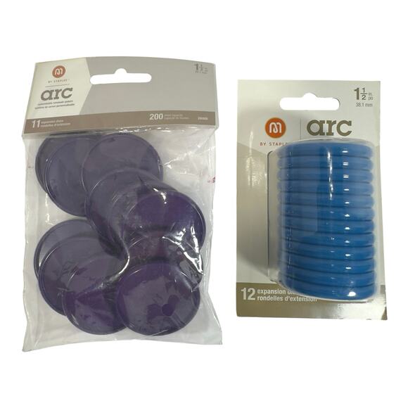 Staples Arc Discbound Expansion Discs Lot Purple Blue 1.5” 11+12 Pc Planner - Picture 1 of 2